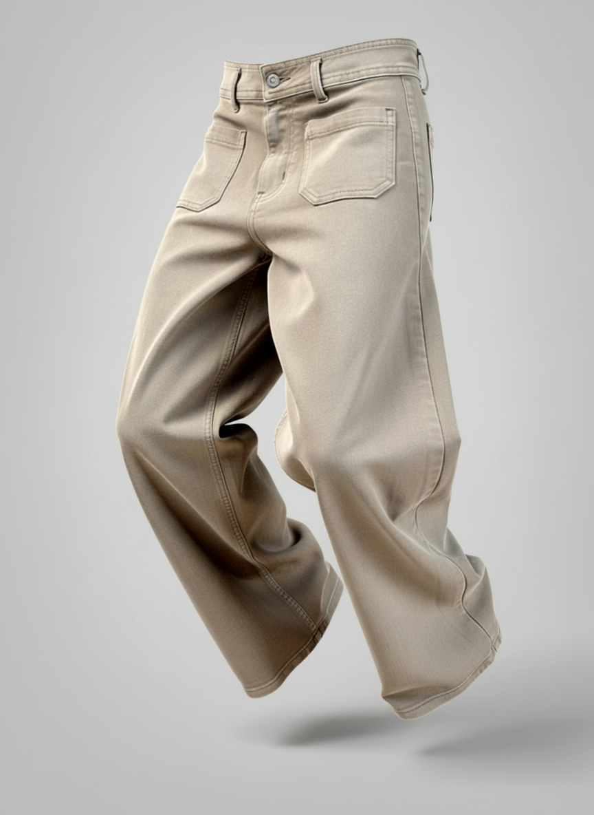 FLORENCE Beige - Pantalon coupe Wide leg