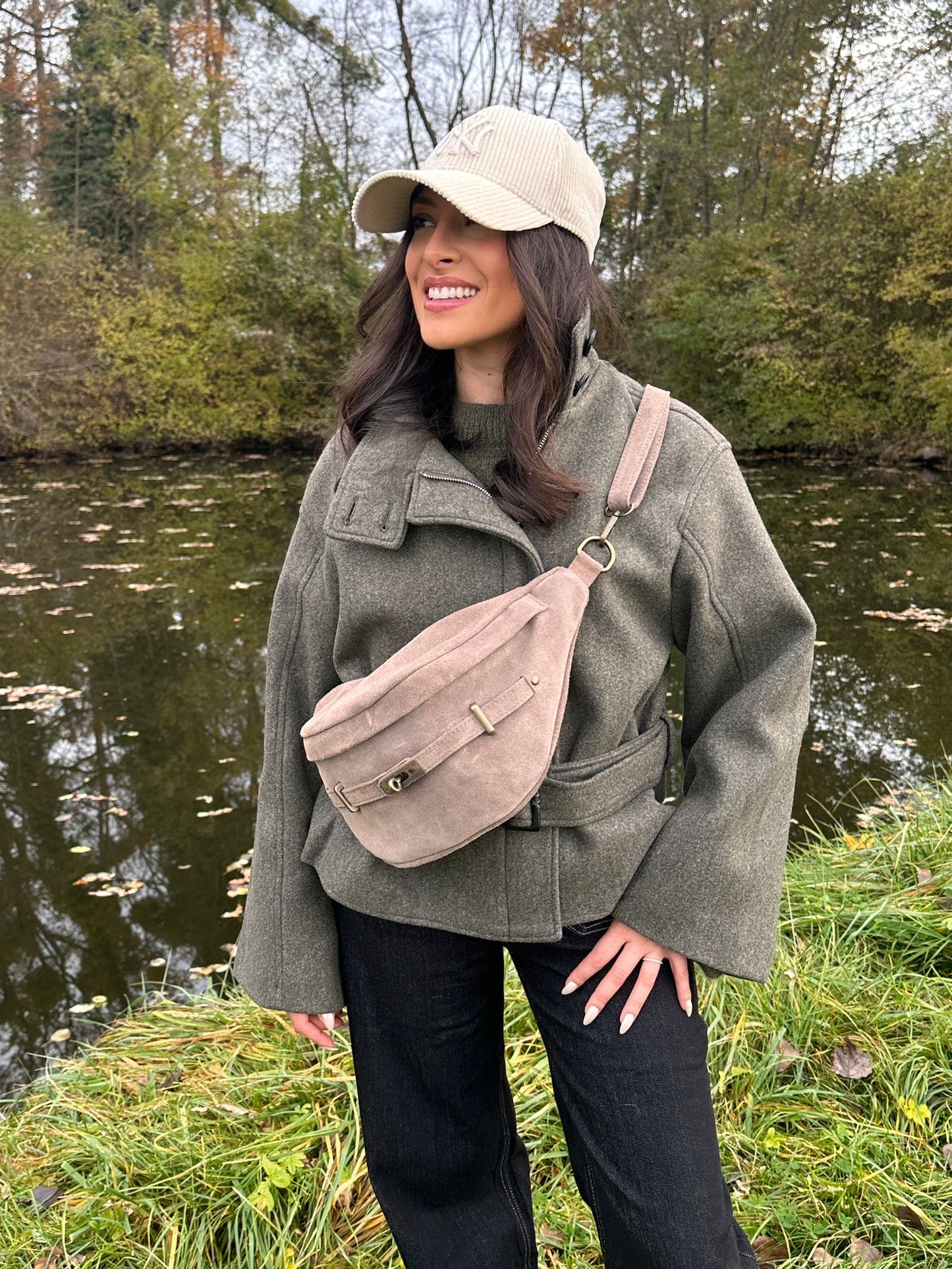 BOBBY BAG taupe - Cuir suédé