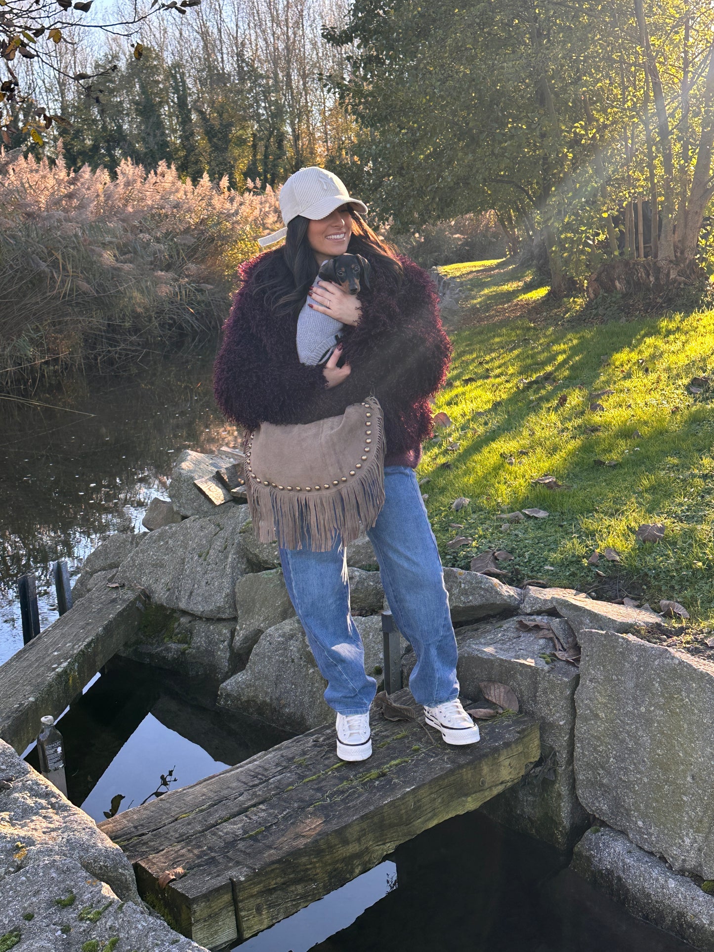 ARIZONA Taupe - Sac suédé à franges