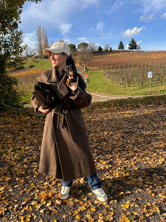 DAVOS Chocolat - Manteau long pour Elégance & Confort