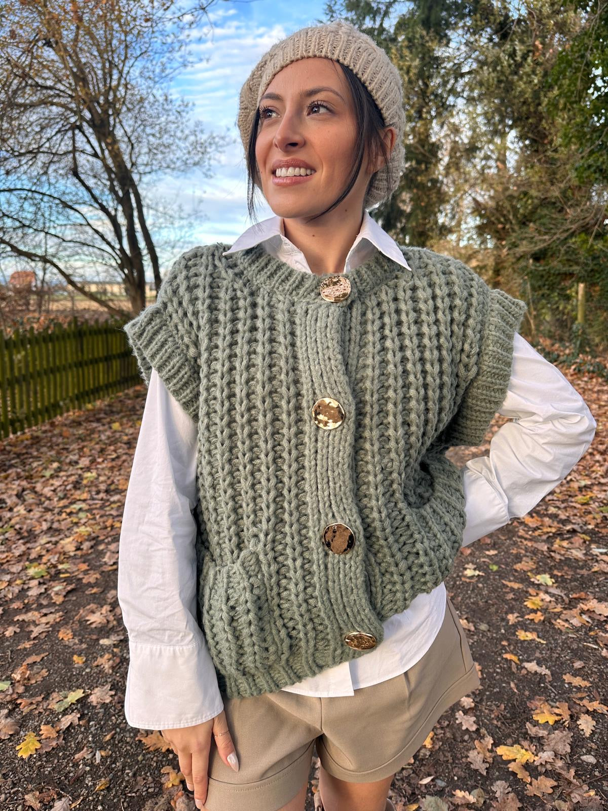 COMO Kaki - Gilet maille sans manches -20%