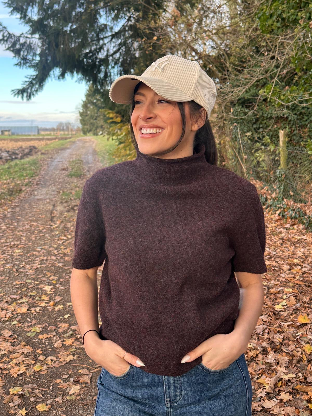 PRAGUE Prune - Pull manches courtes -33%