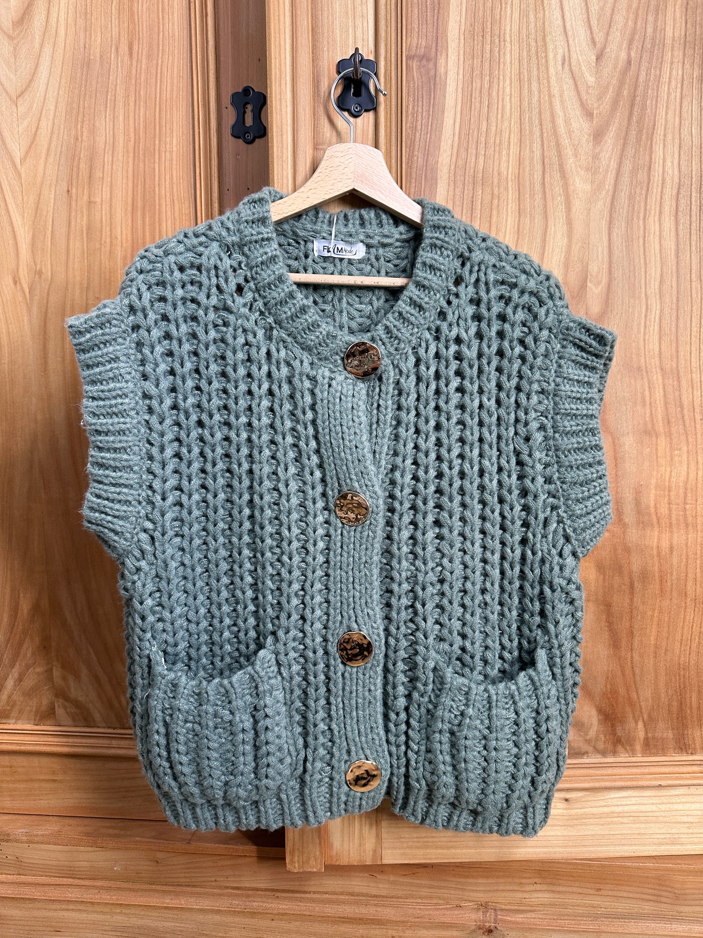 COMO Kaki - Gilet maille sans manches -20%