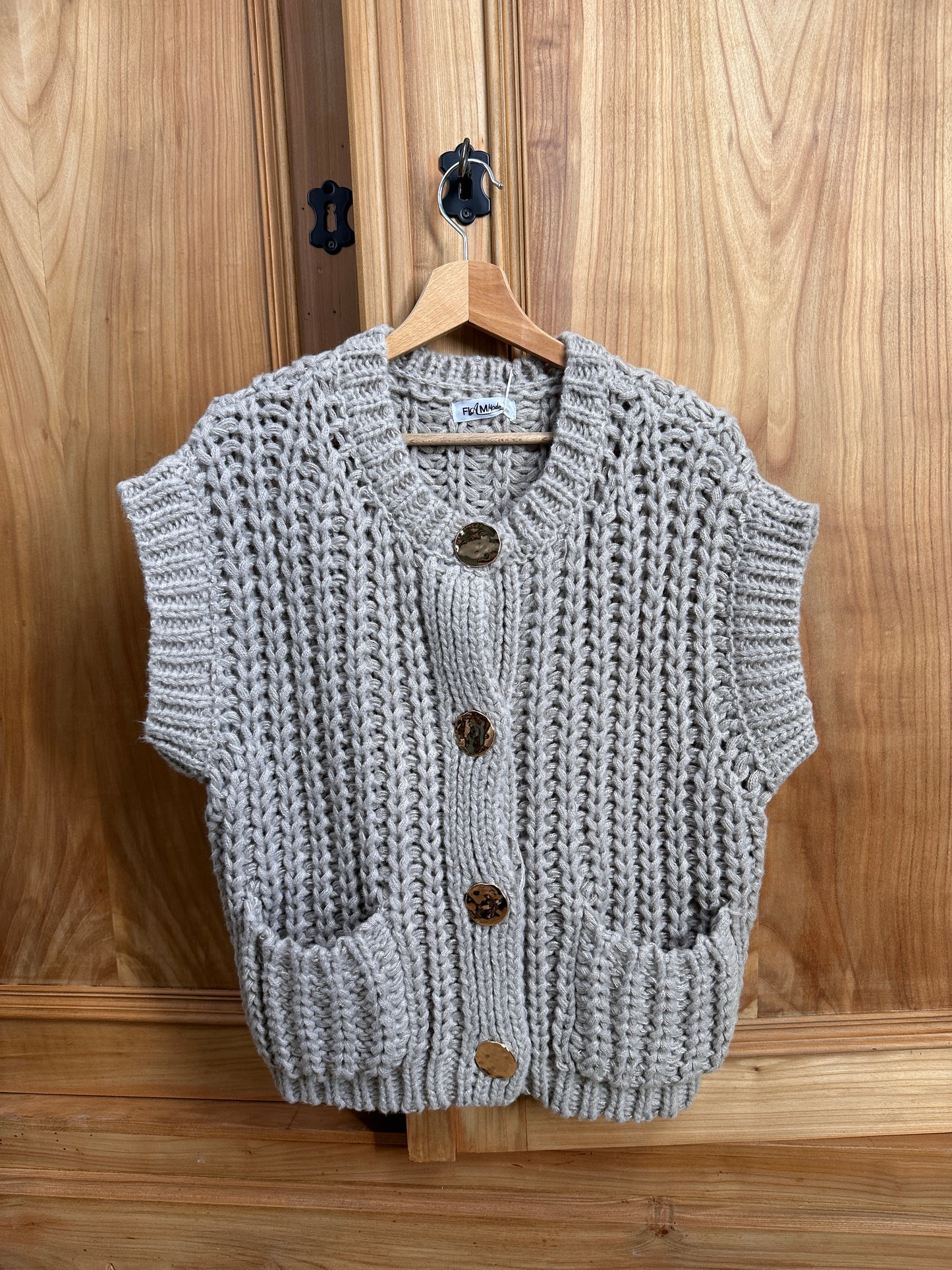 COMO Taupe - Gilet maille sans manche -20%