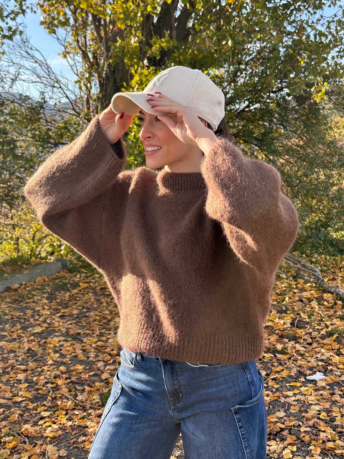 COPENHAGUE Chocolat - Pull col rond mohair