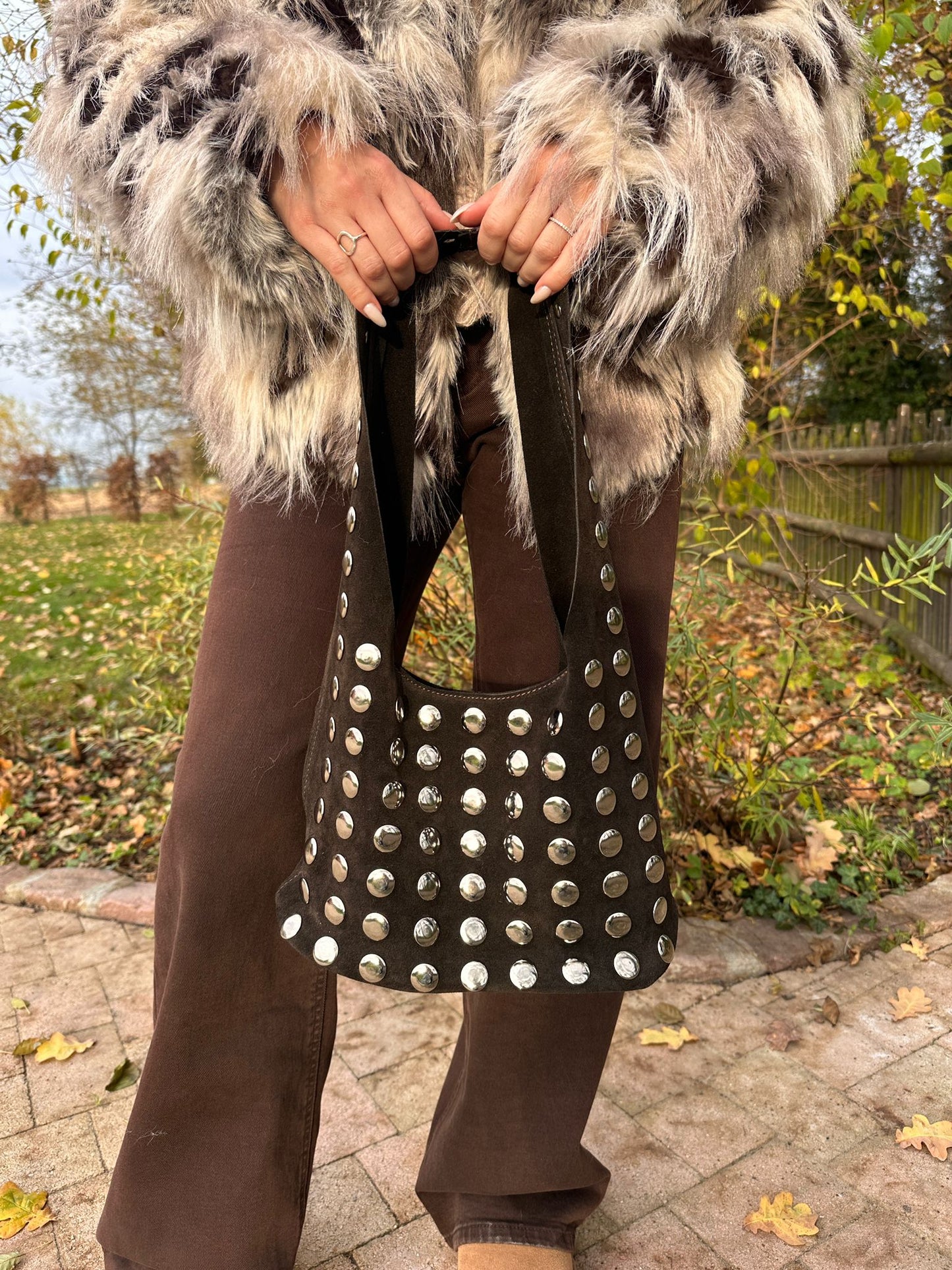 ELODIE Chocolat - Sac en cuir suédé