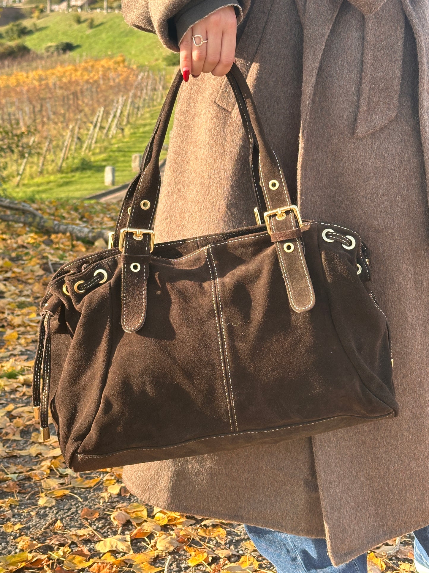 MADISON Chocolat - Sac en cuir suédé