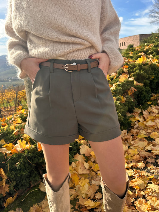 MARBELLA Kaki - Short tailleur chic