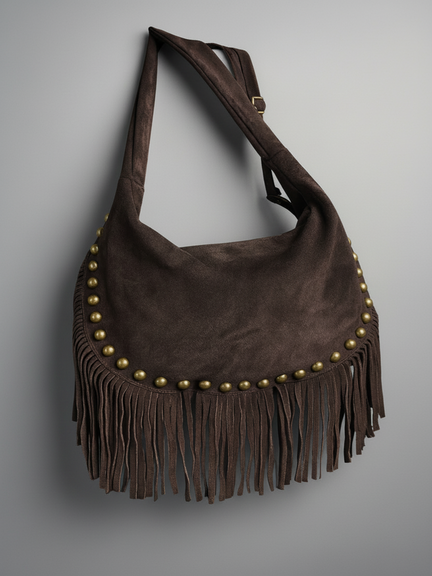 ARIZONA Chocolat- Sac suédé à franges