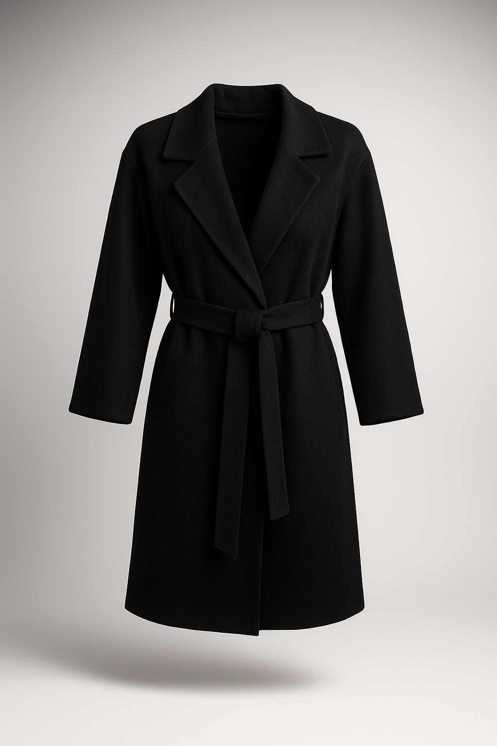 DAVOS noir - Manteau long en laine -30%