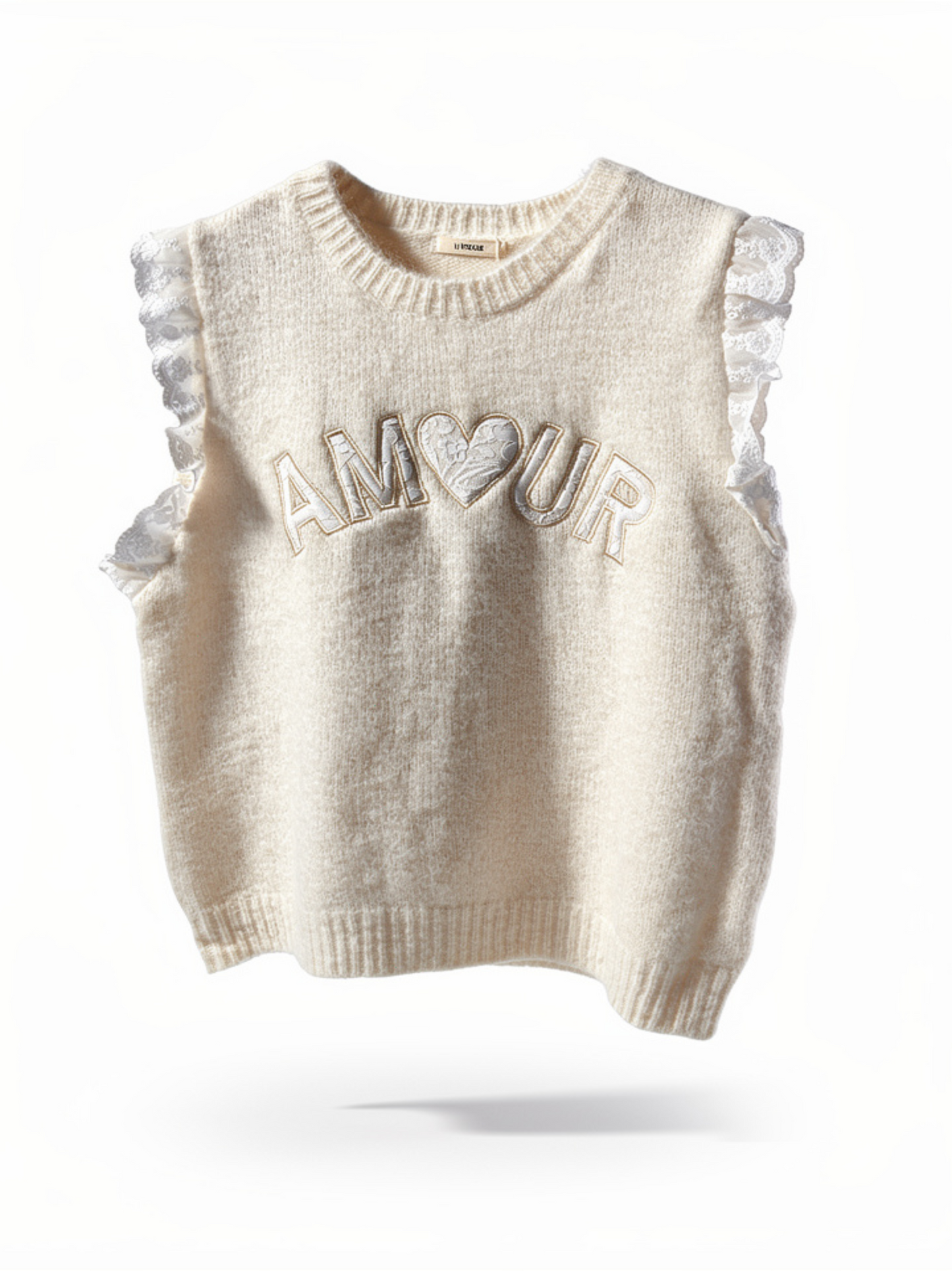 ROMEO Crème - Le pull sans manches AMOUR -30%